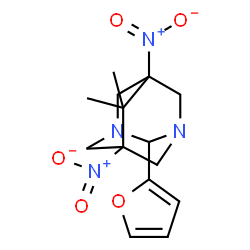 ChemSpider 2D Image | 2-(2-Furyl)-6,6-dimethyl-5,7-dinitro-1,3-diazatricyclo[3.3.1.1~3,7~]decane | C14H18N4O5