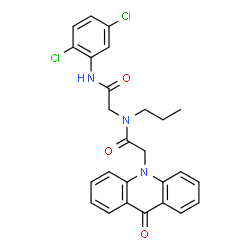 ChemSpider 2D Image | N-(2,5-Dichlorophenyl)-N~2~-[(9-oxo-10(9H)-acridinyl)acetyl]-N~2~-propylglycinamide | C26H23Cl2N3O3