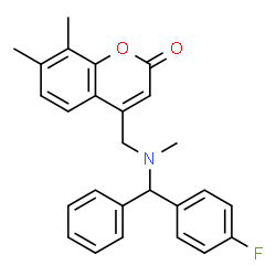 ChemSpider 2D Image | 4-({[(4-Fluorophenyl)(phenyl)methyl](methyl)amino}methyl)-7,8-dimethyl-2H-chromen-2-one | C26H24FNO2