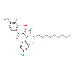 ChemSpider 2D Image | 1-Decyl-5-(2,4-dichlorophenyl)-3-hydroxy-4-(4-methoxy-3-methylbenzoyl)-1,5-dihydro-2H-pyrrol-2-one | C29H35Cl2NO4