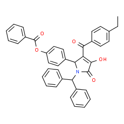 ChemSpider 2D Image | 4-[1-(Diphenylmethyl)-3-(4-ethylbenzoyl)-4-hydroxy-5-oxo-2,5-dihydro-1H-pyrrol-2-yl]phenyl benzoate | C39H31NO5