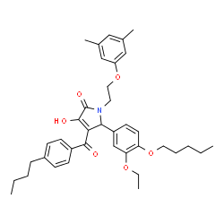 ChemSpider 2D Image | 4-(4-Butylbenzoyl)-1-[2-(3,5-dimethylphenoxy)ethyl]-5-[3-ethoxy-4-(pentyloxy)phenyl]-3-hydroxy-1,5-dihydro-2H-pyrrol-2-one | C38H47NO6