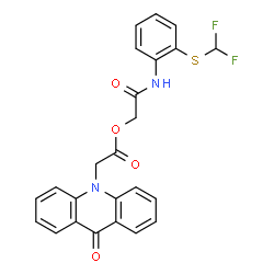 ChemSpider 2D Image | 2-({2-[(Difluoromethyl)sulfanyl]phenyl}amino)-2-oxoethyl (9-oxo-10(9H)-acridinyl)acetate | C24H18F2N2O4S