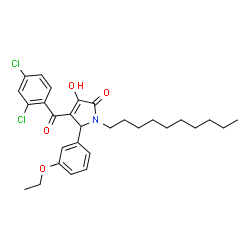 ChemSpider 2D Image | 1-Decyl-4-(2,4-dichlorobenzoyl)-5-(3-ethoxyphenyl)-3-hydroxy-1,5-dihydro-2H-pyrrol-2-one | C29H35Cl2NO4