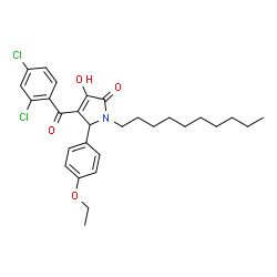 ChemSpider 2D Image | 1-Decyl-4-(2,4-dichlorobenzoyl)-5-(4-ethoxyphenyl)-3-hydroxy-1,5-dihydro-2H-pyrrol-2-one | C29H35Cl2NO4