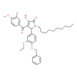 ChemSpider 2D Image | 5-[4-(Benzyloxy)-3-ethoxyphenyl]-1-decyl-3-hydroxy-4-(4-methoxy-3-methylbenzoyl)-1,5-dihydro-2H-pyrrol-2-one | C38H47NO6