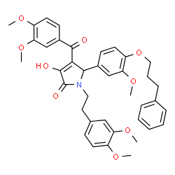 ChemSpider 2D Image | 4-(3,4-Dimethoxybenzoyl)-1-[2-(3,4-dimethoxyphenyl)ethyl]-3-hydroxy-5-[3-methoxy-4-(3-phenylpropoxy)phenyl]-1,5-dihydro-2H-pyrrol-2-one | C39H41NO9
