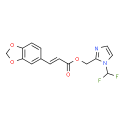 ChemSpider 2D Image | [1-(Difluoromethyl)-1H-imidazol-2-yl]methyl (2E)-3-(1,3-benzodioxol-5-yl)acrylate | C15H12F2N2O4