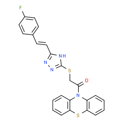ChemSpider 2D Image | 2-({3-[(E)-2-(4-Fluorophenyl)vinyl]-1H-1,2,4-triazol-5-yl}sulfanyl)-1-(10H-phenothiazin-10-yl)ethanone | C24H17FN4OS2