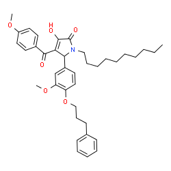 ChemSpider 2D Image | 1-Decyl-3-hydroxy-4-(4-methoxybenzoyl)-5-[3-methoxy-4-(3-phenylpropoxy)phenyl]-1,5-dihydro-2H-pyrrol-2-one | C38H47NO6