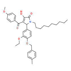 ChemSpider 2D Image | 1-Decyl-5-{3-ethoxy-4-[(4-methylbenzyl)oxy]phenyl}-3-hydroxy-4-(4-methoxybenzoyl)-1,5-dihydro-2H-pyrrol-2-one | C38H47NO6