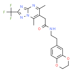 ChemSpider 2D Image | N-[2-(2,3-Dihydro-1,4-benzodioxin-6-yl)ethyl]-2-[5,7-dimethyl-2-(trifluoromethyl)[1,2,4]triazolo[1,5-a]pyrimidin-6-yl]acetamide | C20H20F3N5O3