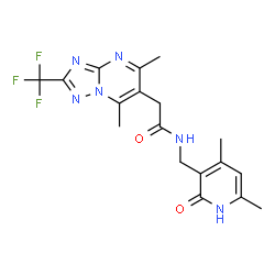 ChemSpider 2D Image | N-[(4,6-Dimethyl-2-oxo-1,2-dihydro-3-pyridinyl)methyl]-2-[5,7-dimethyl-2-(trifluoromethyl)[1,2,4]triazolo[1,5-a]pyrimidin-6-yl]acetamide | C18H19F3N6O2