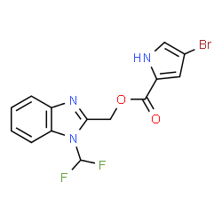 ChemSpider 2D Image | [1-(Difluoromethyl)-1H-benzimidazol-2-yl]methyl 4-bromo-1H-pyrrole-2-carboxylate | C14H10BrF2N3O2