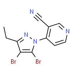 ChemSpider 2D Image | 4-(4,5-Dibromo-3-ethyl-1H-pyrazol-1-yl)nicotinonitrile | C11H8Br2N4