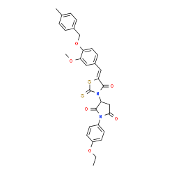 ChemSpider 2D Image | 1-(4-Ethoxyphenyl)-3-[(5Z)-5-{3-methoxy-4-[(4-methylbenzyl)oxy]benzylidene}-4-oxo-2-thioxo-1,3-thiazolidin-3-yl]-2,5-pyrrolidinedione | C31H28N2O6S2