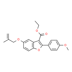 ChemSpider 2D Image | Ethyl 2-(4-methoxyphenyl)-5-[(2-methyl-2-propen-1-yl)oxy]-1-benzofuran-3-carboxylate | C22H22O5