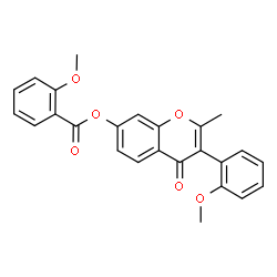 ChemSpider 2D Image | 3-(2-Methoxyphenyl)-2-methyl-4-oxo-4H-chromen-7-yl 2-methoxybenzoate | C25H20O6