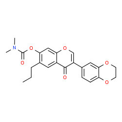ChemSpider 2D Image | 3-(2,3-Dihydro-1,4-benzodioxin-6-yl)-4-oxo-6-propyl-4H-chromen-7-yl dimethylcarbamate | C23H23NO6