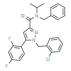 ChemSpider 2D Image | N-Benzyl-1-(2-chlorobenzyl)-5-(2,4-difluorophenyl)-N-isopropyl-1H-pyrazole-3-carboxamide | C27H24ClF2N3O
