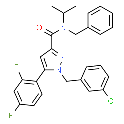 ChemSpider 2D Image | N-Benzyl-1-(3-chlorobenzyl)-5-(2,4-difluorophenyl)-N-isopropyl-1H-pyrazole-3-carboxamide | C27H24ClF2N3O