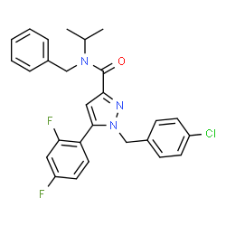 ChemSpider 2D Image | N-Benzyl-1-(4-chlorobenzyl)-5-(2,4-difluorophenyl)-N-isopropyl-1H-pyrazole-3-carboxamide | C27H24ClF2N3O