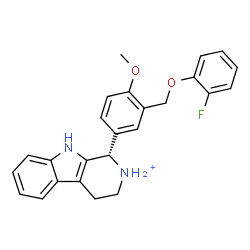 ChemSpider 2D Image | (1S)-1-{3-[(2-Fluorophenoxy)methyl]-4-methoxyphenyl}-2,3,4,9-tetrahydro-1H-beta-carbolin-2-ium | C25H24FN2O2