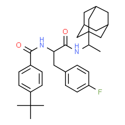 ChemSpider 2D Image | N-[1-(Adamantan-1-yl)ethyl]-4-fluoro-Nalpha-[4-(2-methyl-2-propanyl)benzoyl]phenylalaninamide | C32H41FN2O2