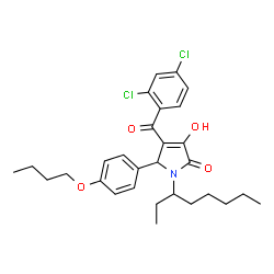 ChemSpider 2D Image | 5-(4-Butoxyphenyl)-4-(2,4-dichlorobenzoyl)-3-hydroxy-1-(3-octanyl)-1,5-dihydro-2H-pyrrol-2-one | C29H35Cl2NO4