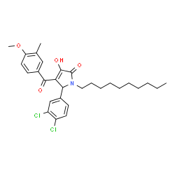 ChemSpider 2D Image | 1-Decyl-5-(3,4-dichlorophenyl)-3-hydroxy-4-(4-methoxy-3-methylbenzoyl)-1,5-dihydro-2H-pyrrol-2-one | C29H35Cl2NO4