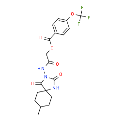 ChemSpider 2D Image | 2-[(8-Methyl-2,4-dioxo-1,3-diazaspiro[4.5]dec-3-yl)amino]-2-oxoethyl 4-(trifluoromethoxy)benzoate | C19H20F3N3O6