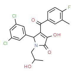 ChemSpider 2D Image | 5-(3,5-Dichlorophenyl)-4-(4-fluoro-3-methylbenzoyl)-3-hydroxy-1-(2-hydroxypropyl)-1,5-dihydro-2H-pyrrol-2-one | C21H18Cl2FNO4