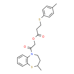 ChemSpider 2D Image | 2-(2-Methyl-3,4-dihydro-1,5-benzothiazepin-5(2H)-yl)-2-oxoethyl 3-[(4-methylphenyl)sulfanyl]propanoate | C22H25NO3S2
