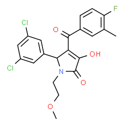ChemSpider 2D Image | 5-(3,5-Dichlorophenyl)-4-(4-fluoro-3-methylbenzoyl)-3-hydroxy-1-(2-methoxyethyl)-1,5-dihydro-2H-pyrrol-2-one | C21H18Cl2FNO4