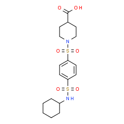 ChemSpider 2D Image | 1-{[4-(Cyclohexylsulfamoyl)phenyl]sulfonyl}-4-piperidinecarboxylic acid | C18H26N2O6S2