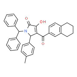 ChemSpider 2D Image | 1-(Diphenylmethyl)-3-hydroxy-5-(4-methylphenyl)-4-(5,6,7,8-tetrahydro-2-naphthalenylcarbonyl)-1,5-dihydro-2H-pyrrol-2-one | C35H31NO3