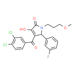 ChemSpider 2D Image | 4-(3,4-Dichlorobenzoyl)-5-(3-fluorophenyl)-3-hydroxy-1-(3-methoxypropyl)-1,5-dihydro-2H-pyrrol-2-one | C21H18Cl2FNO4