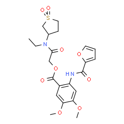 ChemSpider 2D Image | 2-[(1,1-Dioxidotetrahydro-3-thiophenyl)(ethyl)amino]-2-oxoethyl 2-(2-furoylamino)-4,5-dimethoxybenzoate | C22H26N2O9S