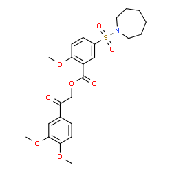 ChemSpider 2D Image | 2-(3,4-Dimethoxyphenyl)-2-oxoethyl 5-(1-azepanylsulfonyl)-2-methoxybenzoate | C24H29NO8S