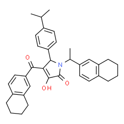 ChemSpider 2D Image | 3-Hydroxy-5-(4-isopropylphenyl)-4-(5,6,7,8-tetrahydro-2-naphthalenylcarbonyl)-1-[1-(5,6,7,8-tetrahydro-2-naphthalenyl)ethyl]-1,5-dihydro-2H-pyrrol-2-one | C36H39NO3