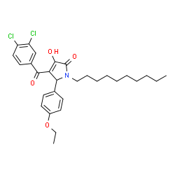 ChemSpider 2D Image | 1-Decyl-4-(3,4-dichlorobenzoyl)-5-(4-ethoxyphenyl)-3-hydroxy-1,5-dihydro-2H-pyrrol-2-one | C29H35Cl2NO4