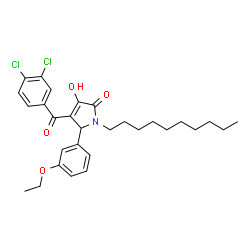 ChemSpider 2D Image | 1-Decyl-4-(3,4-dichlorobenzoyl)-5-(3-ethoxyphenyl)-3-hydroxy-1,5-dihydro-2H-pyrrol-2-one | C29H35Cl2NO4