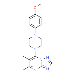 ChemSpider 2D Image | 7-[4-(4-Methoxyphenyl)-1-piperazinyl]-5,6-dimethyl[1,2,4]triazolo[1,5-a]pyrimidine | C18H22N6O