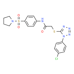 ChemSpider 2D Image | 2-{[1-(4-Chlorophenyl)-1H-tetrazol-5-yl]sulfanyl}-N-[4-(1-pyrrolidinylsulfonyl)phenyl]acetamide | C19H19ClN6O3S2