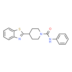 ChemSpider 2D Image | 4-(1,3-Benzothiazol-2-yl)-N-phenyl-1-piperidinecarboxamide | C19H19N3OS