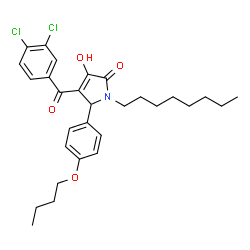 ChemSpider 2D Image | 5-(4-Butoxyphenyl)-4-(3,4-dichlorobenzoyl)-3-hydroxy-1-octyl-1,5-dihydro-2H-pyrrol-2-one | C29H35Cl2NO4