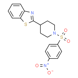 ChemSpider 2D Image | 2-[1-(4-Nitro-benzenesulfonyl)-piperidin-4-yl]-benzothiazole | C18H17N3O4S2