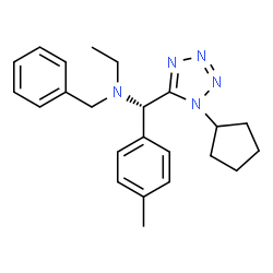 ChemSpider 2D Image | N-Benzyl-N-[(S)-(1-cyclopentyl-1H-tetrazol-5-yl)(4-methylphenyl)methyl]ethanamine | C23H29N5