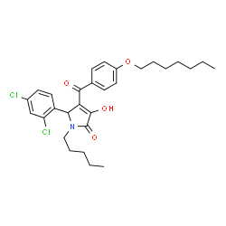 ChemSpider 2D Image | 5-(2,4-Dichlorophenyl)-4-[4-(heptyloxy)benzoyl]-3-hydroxy-1-pentyl-1,5-dihydro-2H-pyrrol-2-one | C29H35Cl2NO4