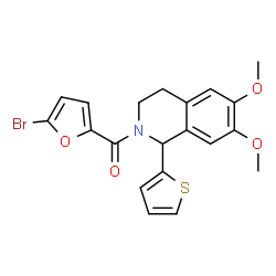 ChemSpider 2D Image | (5-Bromo-2-furyl)[6,7-dimethoxy-1-(2-thienyl)-3,4-dihydro-2(1H)-isoquinolinyl]methanone | C20H18BrNO4S